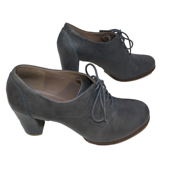 ECCO gray leather lace up high heel shoes women's size 40, US 9.5 - Picture 5 of 9